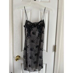 Vtg Cerie Lingerie Black Lace Floral Pattern Front Lined Negligee Size S/P